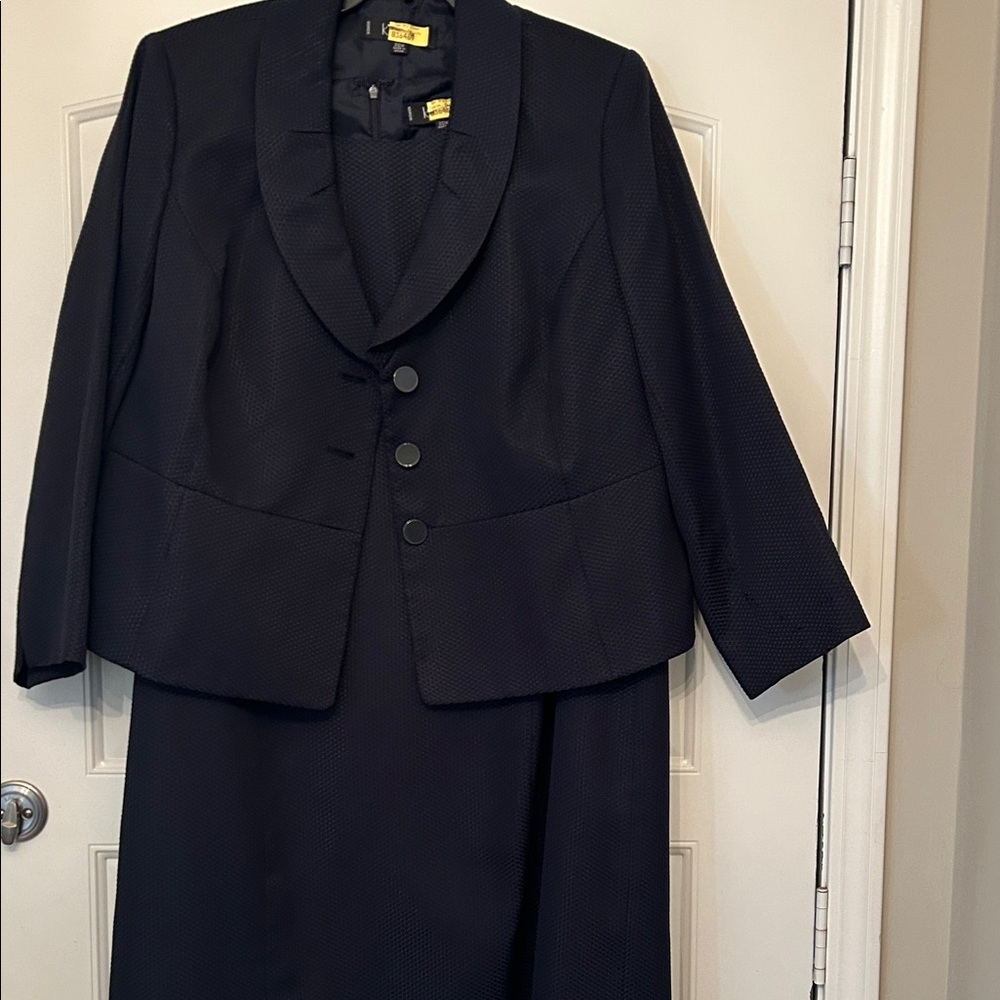 Kasper Navy Blue Fully Lined Dress and Jacket-Size 20W